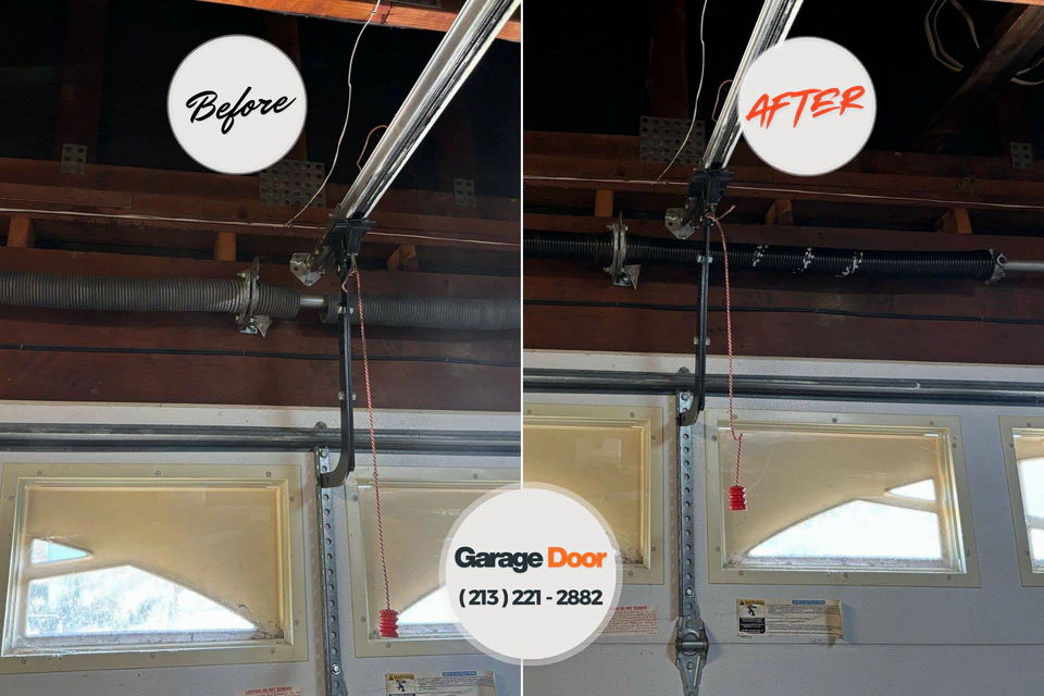 Before and after: garage door repair Deerwood, TX
